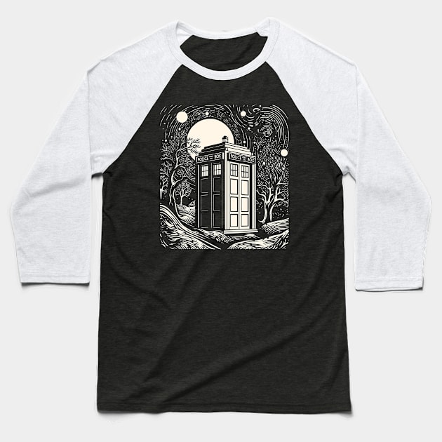 Tardis Tarot Baseball T-Shirt by DesignedbyWizards